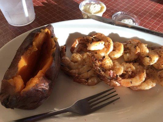 Grilled shrimp with sweet potato