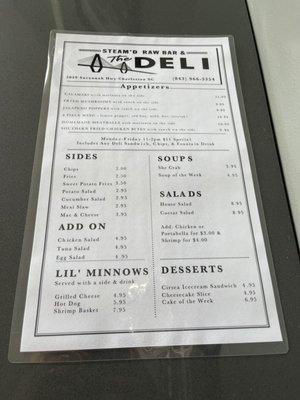 Side 1 of Menu