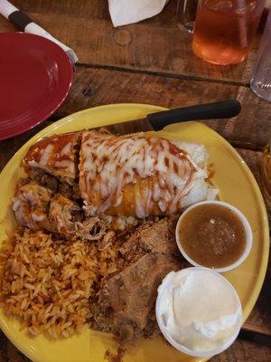 Smothered chicken burrito