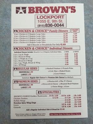 Menu side 1.