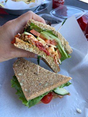 Veggie Sandwich was amazing.  I love their multigrain bread.  Yum!