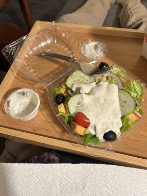 Small garden salad with Italian dressing