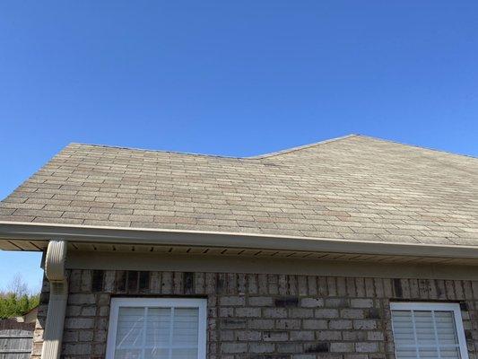 Repaired wind damaged shingles.