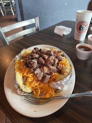 Baked potato with chopped Brisket