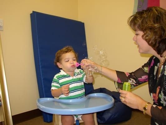 Oral motor therapy fun with bubbles