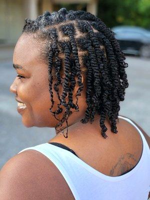 2-strand twists on wet hair