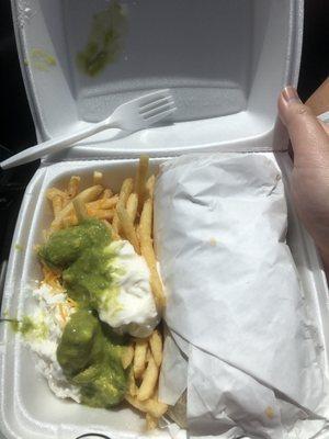 Carne asada burrito with nacho fries