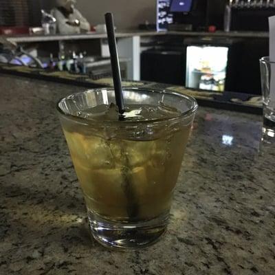 Black label on the rocks