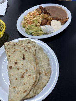 Top: Desayuno Salvadoreno, Bottom: Baleada