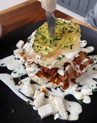 Nashville Hot-Chicken and Biscuit. Just the right heat and spice.