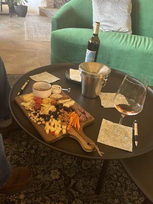 You MUST try a charcuterie board with your tasting. Offerings are vast but a favorite is the Merlot cheddar. Yum!