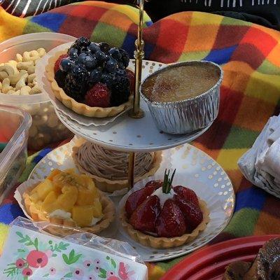 Assorted tarts and creme brûlée