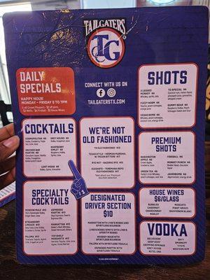 Drink menu