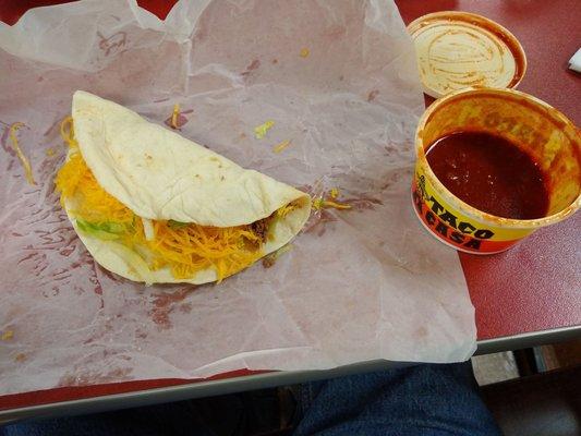 Soft taco ($1.79+tax) and a cup of mild salsa