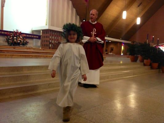 Fr. Steve Benden and my Coco dressed as St. Lucy