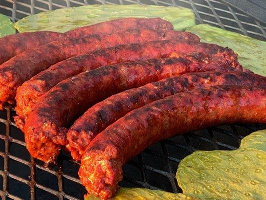 Pork Chorizo & Nopales Grilling on Santa Maria Grill