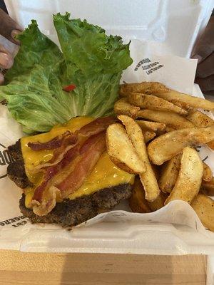 Bacon cheddar burger combo.