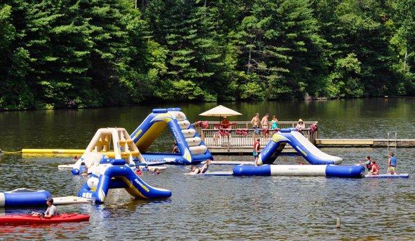 The inflatables on Lake Disharoon at the Swim Club!