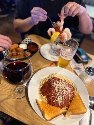 Mozzarella sticks, shrimp cocktail, and Meatball Mondays y'all.