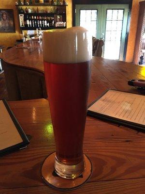 Cooling off at the wine bar with a red ale.