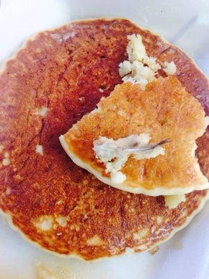 This is nasty, disgusting what we found in there hot cakes, they use fish bone ? They use the same batter for the fish