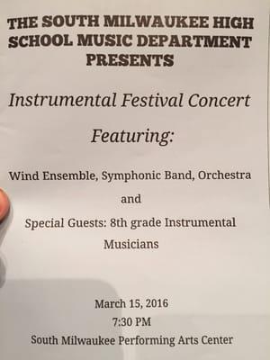 SMHS Instrumental Festival Concert program