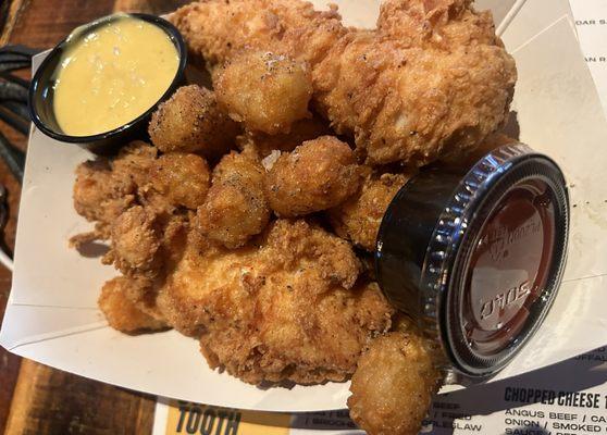 Chicken tenders and tots!