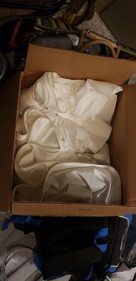 This is how they decided to pack my WEDDING DRESS.