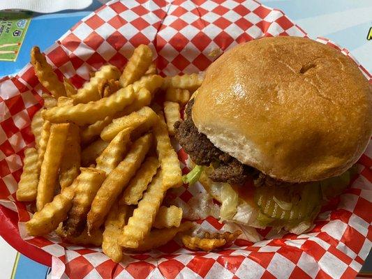 Very delicious hamburger & fries