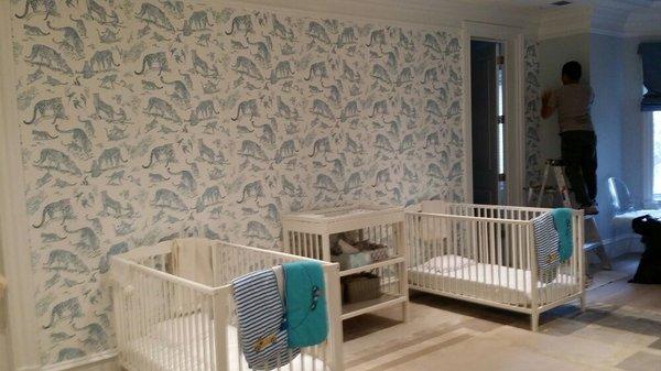 Wallpapering a room wall