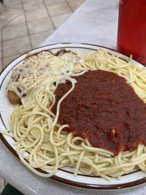 Chicken Parmesan with pasta