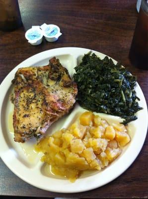 Lemon pepper chicken with greens & rutabagas.