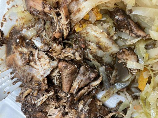 Brown stew chicken Side of Cabbage