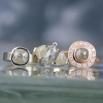 Natural color diamond rings