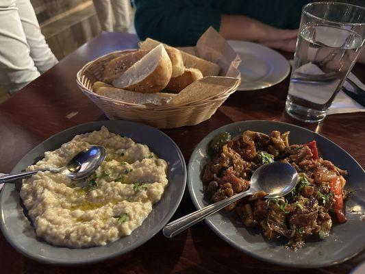 Baba Ganoush (left) & Patlican Saksuka (right)