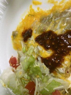 Cheese enchilada with green sauce