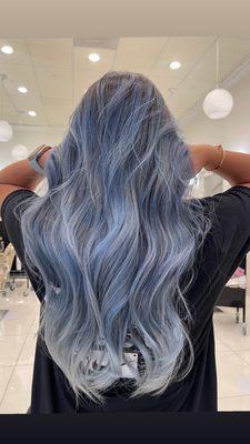 Icy blue balayage ombre