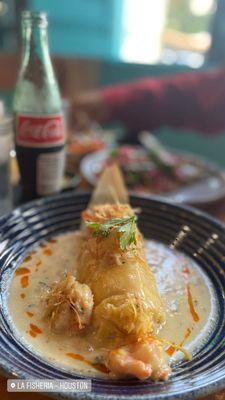 Tamal de Elote con Camarones