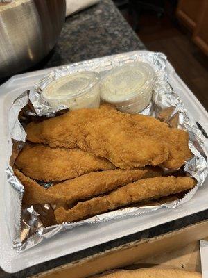 The good tendies!!!  1/2 Bucket of Fingers with the best ranch you'll ever have in your life