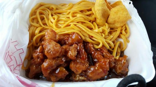 Orange chicken with lo mein