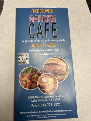 Cafe menu with address