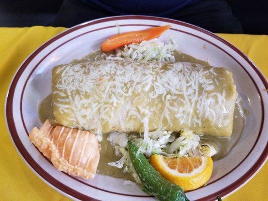 Macho burrito with Verde sauce