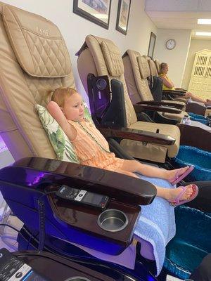 My baby girl relaxing during her pedicure