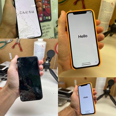 Here is an iphone x on the left side with broken screen and on the right is after i changed the screen in less than 5 minutes