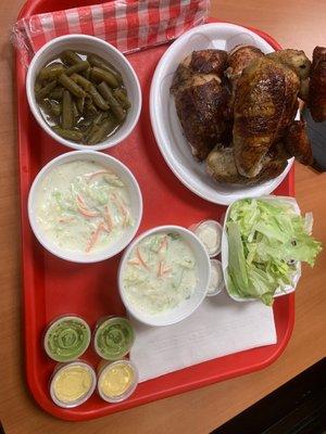 Whole chicken with sides