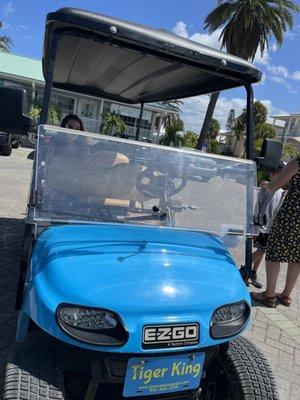 Golf cart we rented "Tiger King"