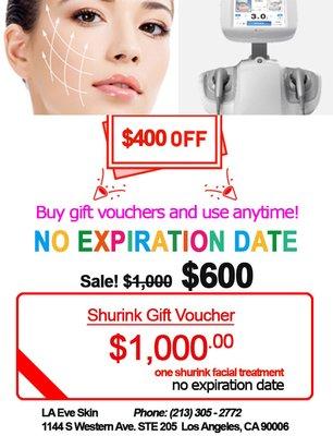 Shurink Gift Voucher 
Buy now and use anytime!