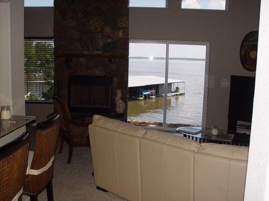 Living room looking out to the lake