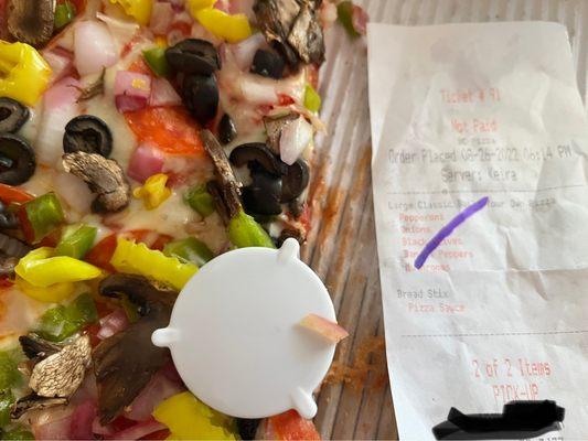 Pizza and receipt