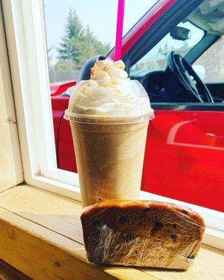 Pumpkin Chocolate Chip Bread and a blended Pumpkin Chai